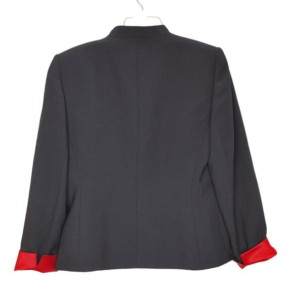 KASPER Blazer Jacket Beaded Long Sleeve Lined Black Red Womens Size 10 - Picture 2 of 9